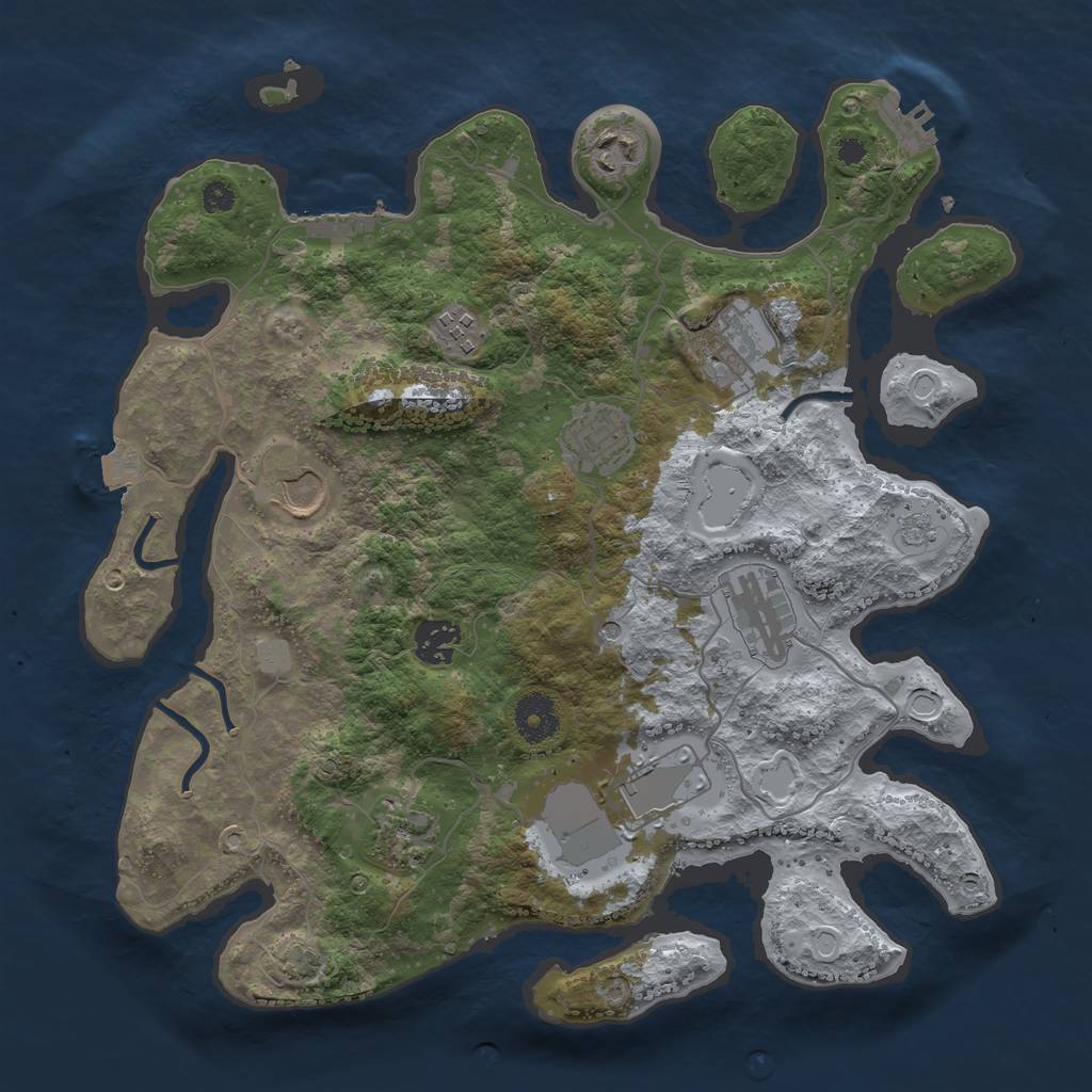 Rust Map: Procedural Map, Size: 3500, Seed: 723254174, 17 Monuments