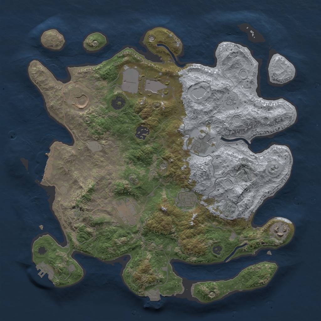 Rust Map: Procedural Map, Size: 3500, Seed: 1291631455, 16 Monuments