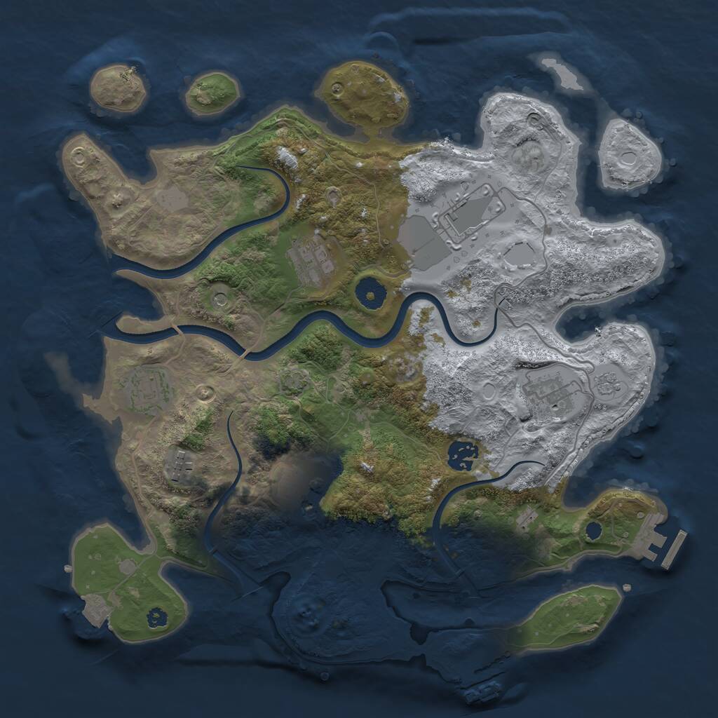 Rust Map: Procedural Map, Size: 3500, Seed: 1291631455, 13 Monuments