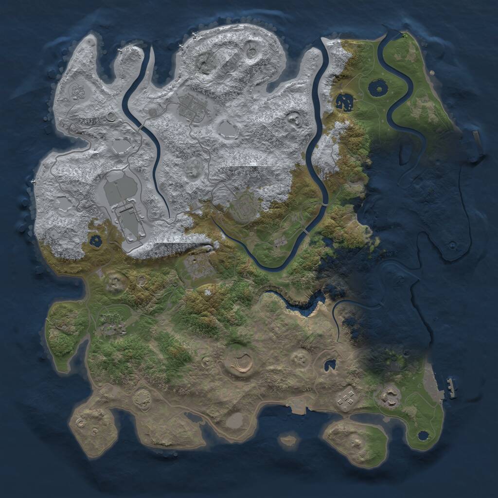 Rust Map: Procedural Map, Size: 4050, Seed: 1454662849, 15 Monuments