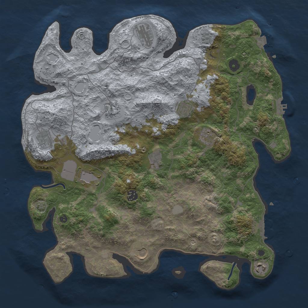 Rust Map: Procedural Map, Size: 4050, Seed: 1454662849, 19 Monuments