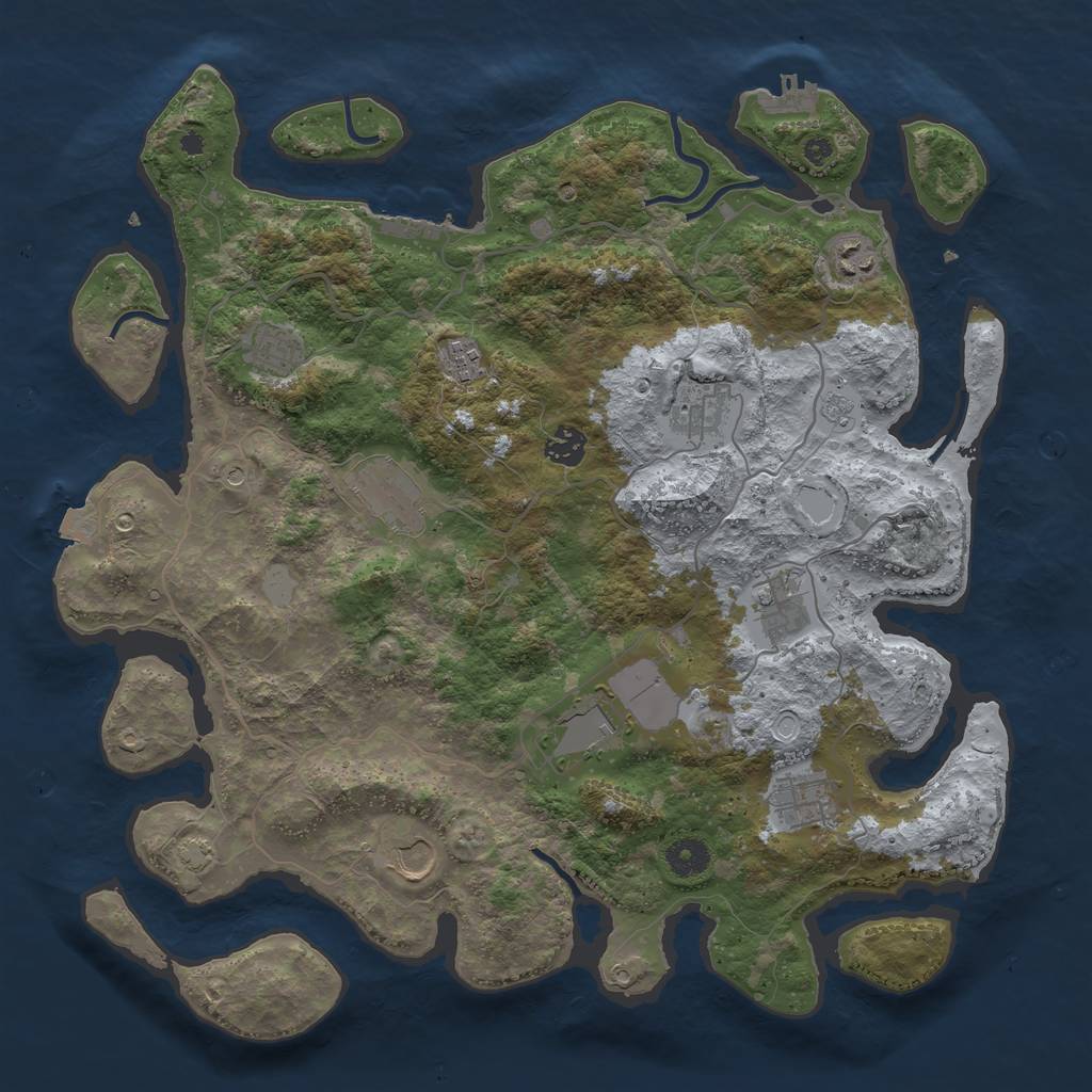 Rust Map: Procedural Map, Size: 4000, Seed: 2124389946, 18 Monuments