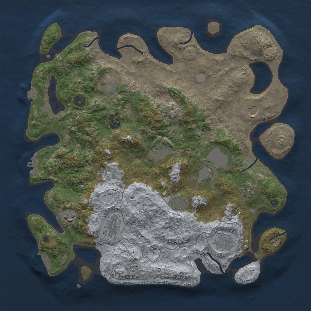 Rust Map: Procedural Map, Size: 4000, Seed: 334313, 19 Monuments