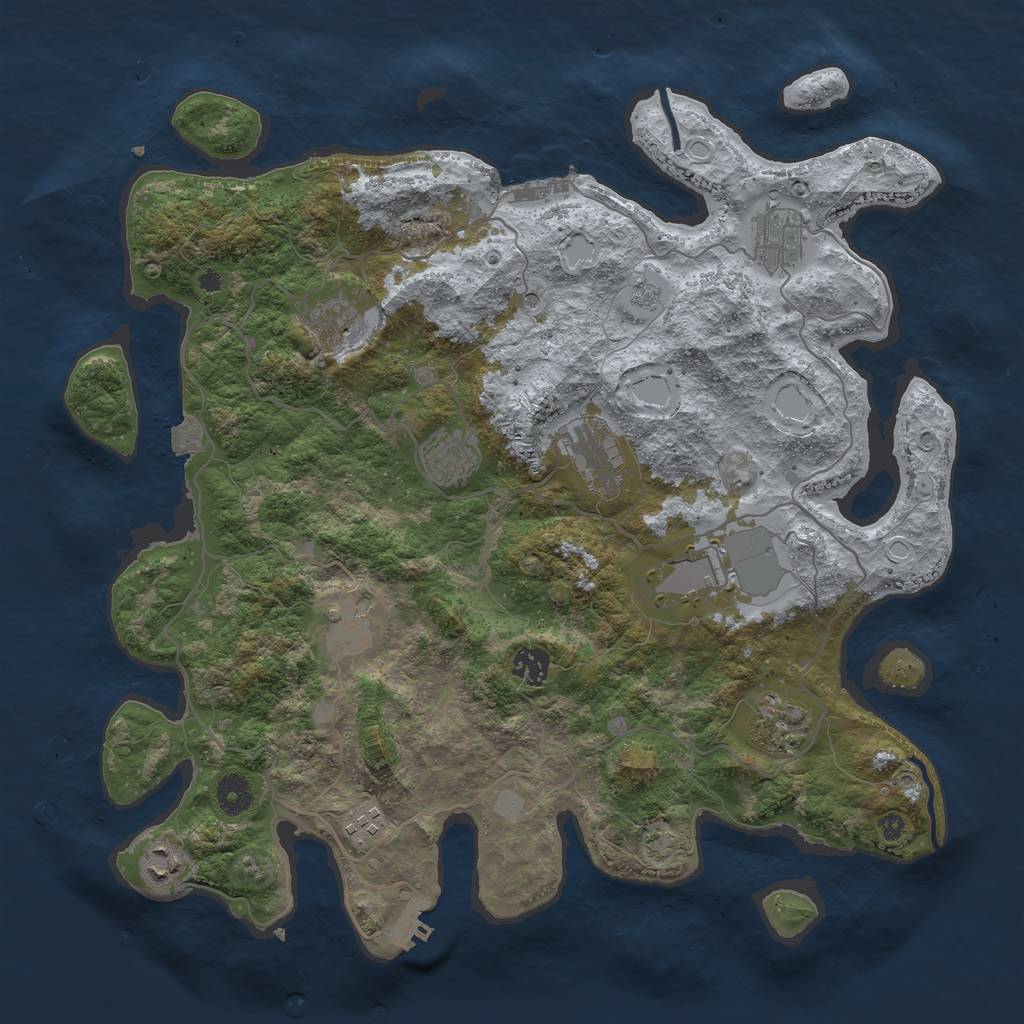 Rust Map: Procedural Map, Size: 4000, Seed: 1348691477, 18 Monuments