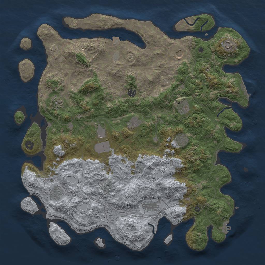Rust Map: Procedural Map, Size: 4500, Seed: 2063105690, 19 Monuments
