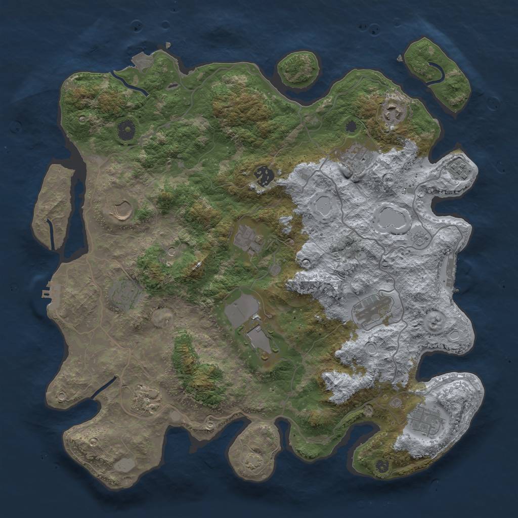 Rust Map: Procedural Map, Size: 4000, Seed: 9051, 19 Monuments