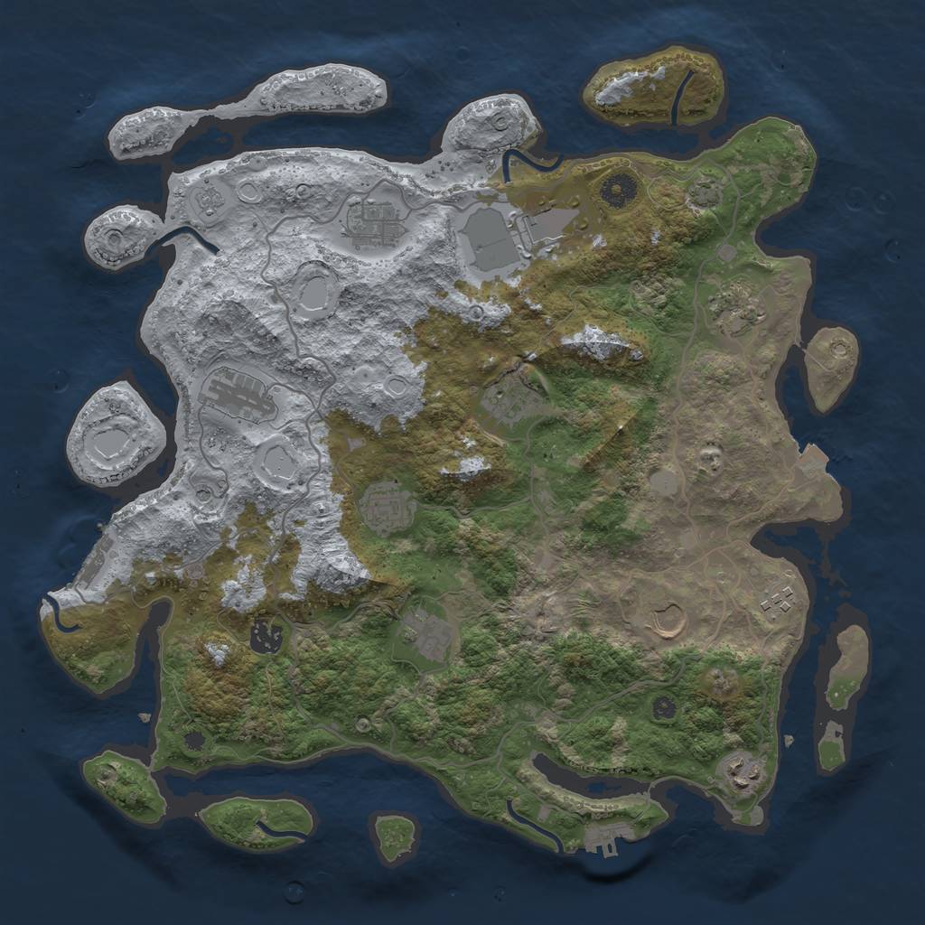 Rust Map: Procedural Map, Size: 4000, Seed: 529505961, 19 Monuments