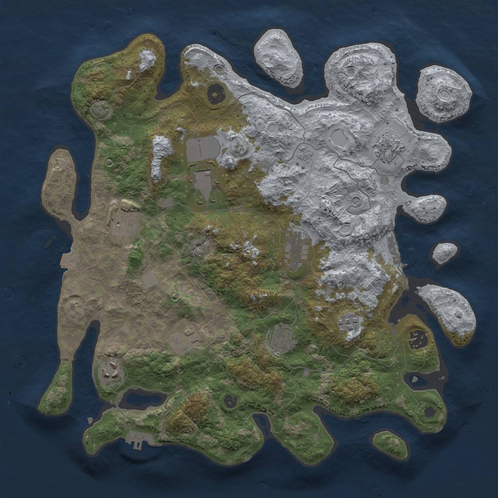 Rust Map: Procedural Map, Size: 3850, Seed: 976430100, 17 Monuments