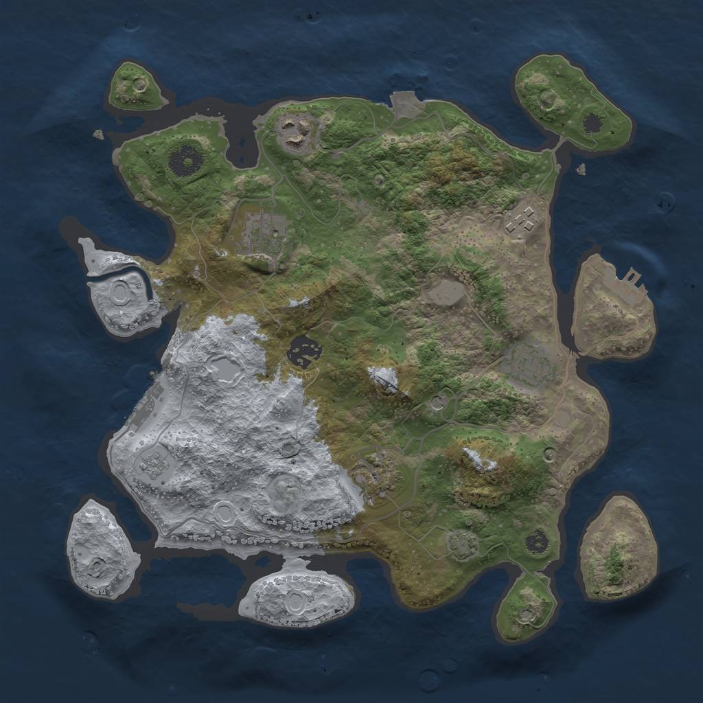 Rust Map: Procedural Map, Size: 3250, Seed: 2012271716, 14 Monuments