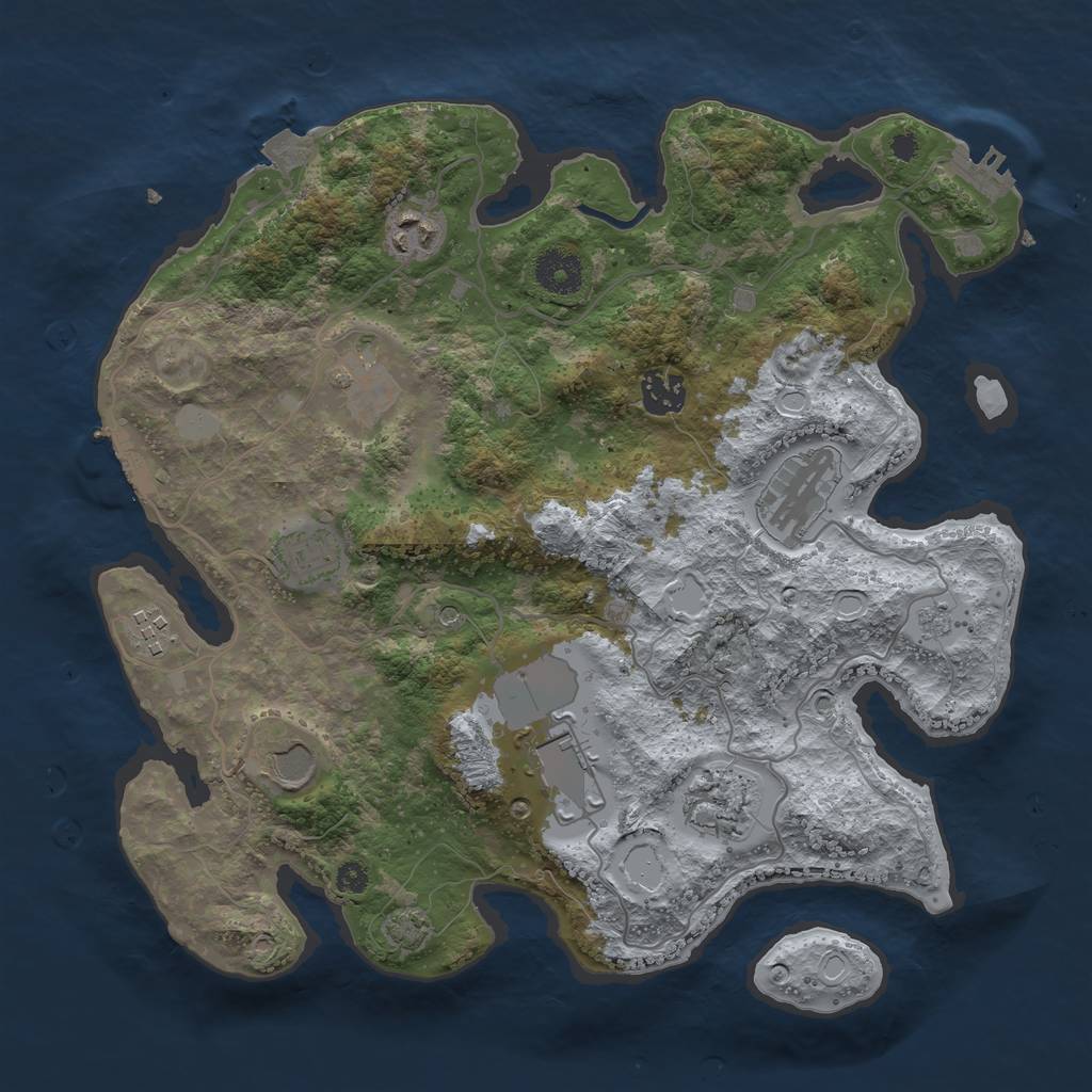 Rust Map: Procedural Map, Size: 3500, Seed: 938288183, 17 Monuments