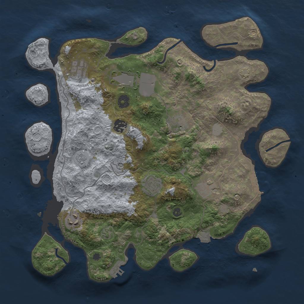 Rust Map: Procedural Map, Size: 3500, Seed: 54053512, 15 Monuments