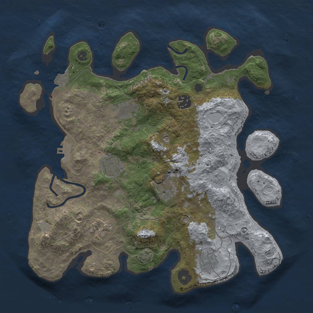 Rust Map: Procedural Map, Size: 3250, Seed: 1099260893, 13 Monuments