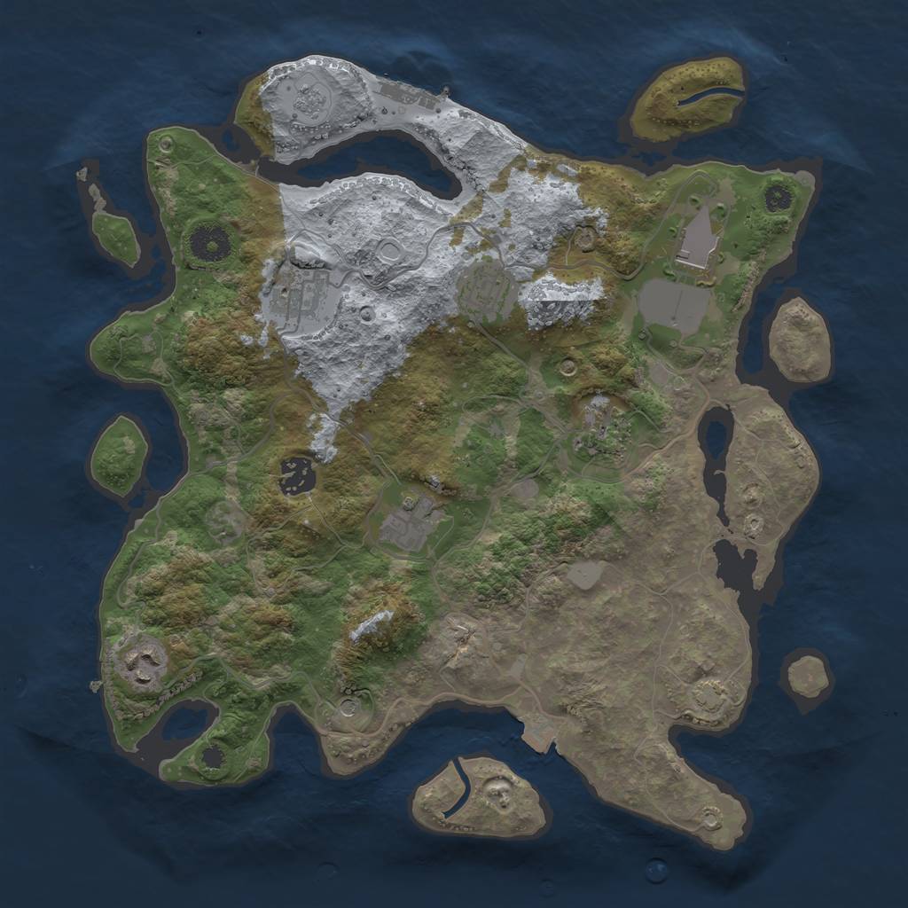 Rust Map: Procedural Map, Size: 3500, Seed: 1501164478, 14 Monuments