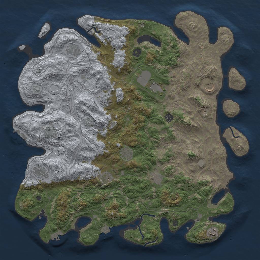 Rust Map: Procedural Map, Size: 4500, Seed: 19490, 19 Monuments