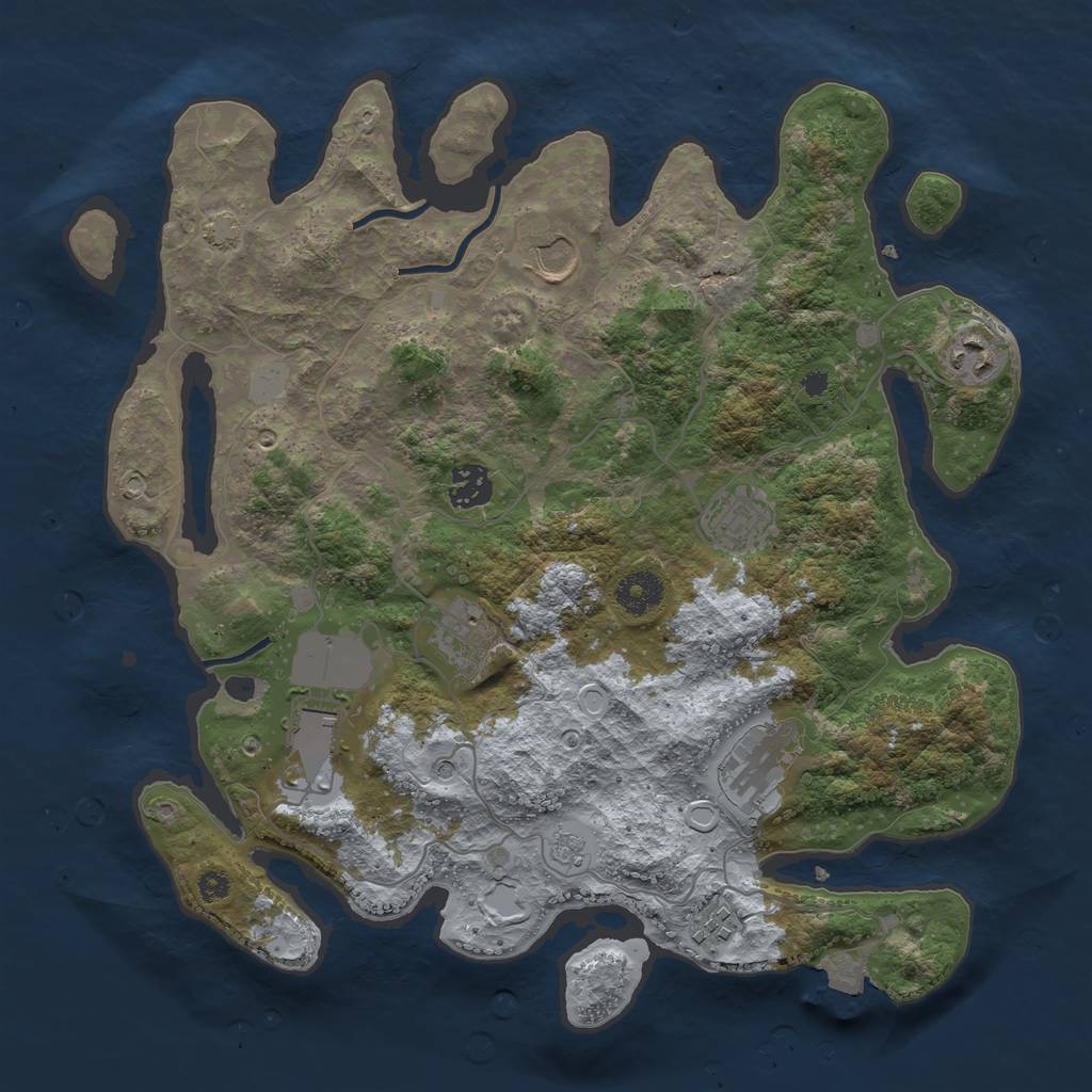 Rust Map: Procedural Map, Size: 3600, Seed: 1142749362, 14 Monuments