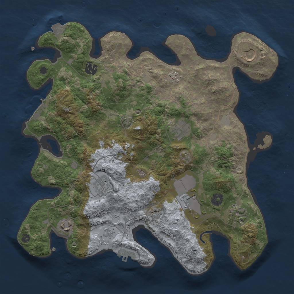 Rust Map: Procedural Map, Size: 3500, Seed: 1936218200, 16 Monuments