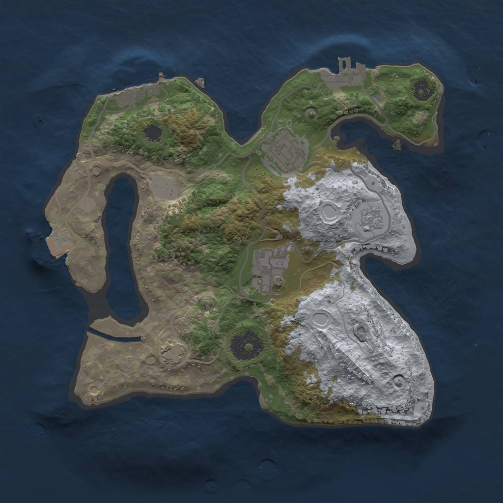 Rust Map: Procedural Map, Size: 2450, Seed: 291258653, 9 Monuments