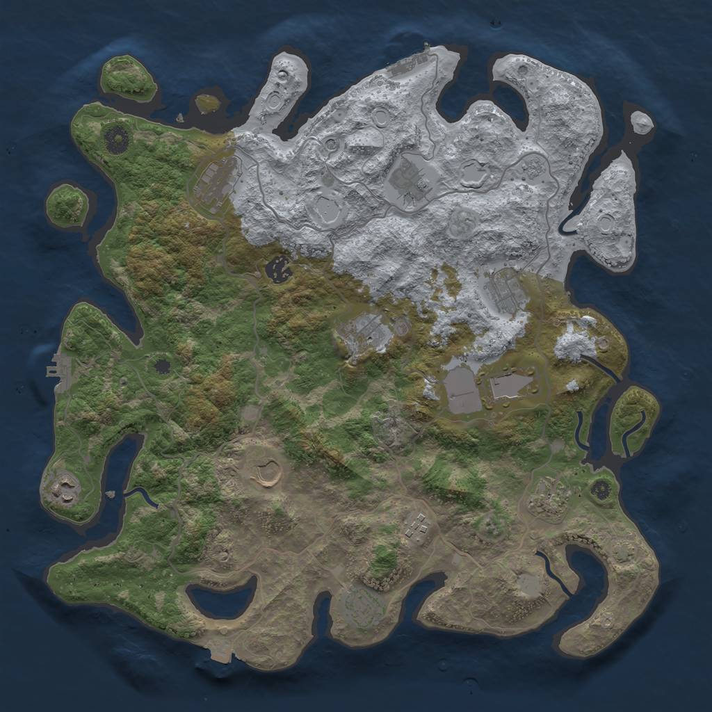 Rust Map: Procedural Map, Size: 4000, Seed: 1106863188, 19 Monuments