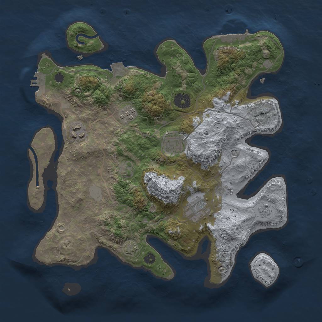 Rust Map: Procedural Map, Size: 3000, Seed: 1251245, 12 Monuments