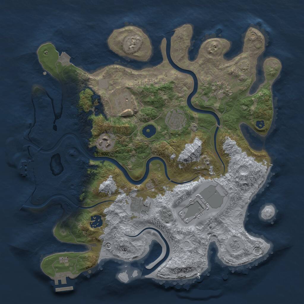Rust Map: Procedural Map, Size: 3500, Seed: 542224, 14 Monuments