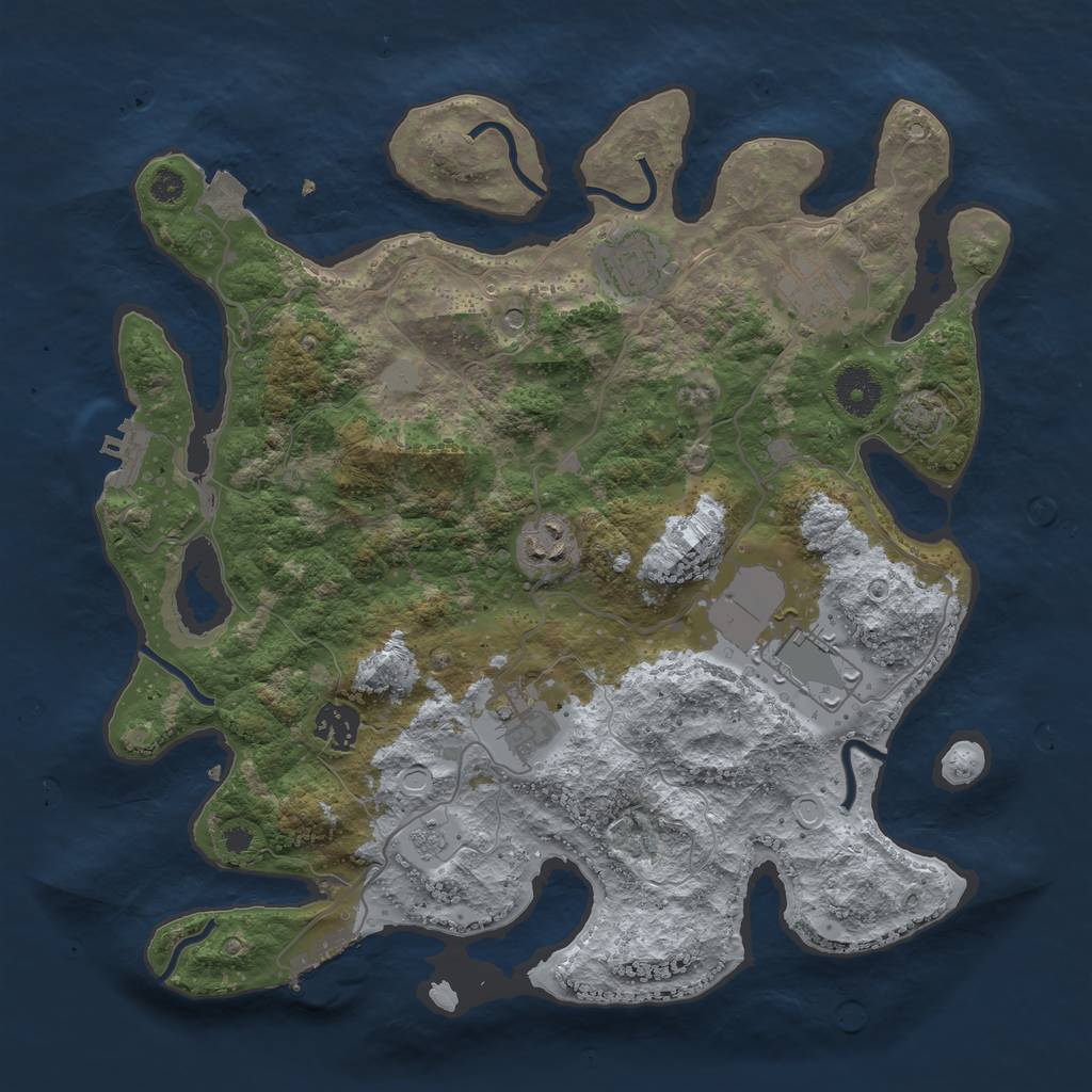 Rust Map: Procedural Map, Size: 3500, Seed: 542224, 14 Monuments