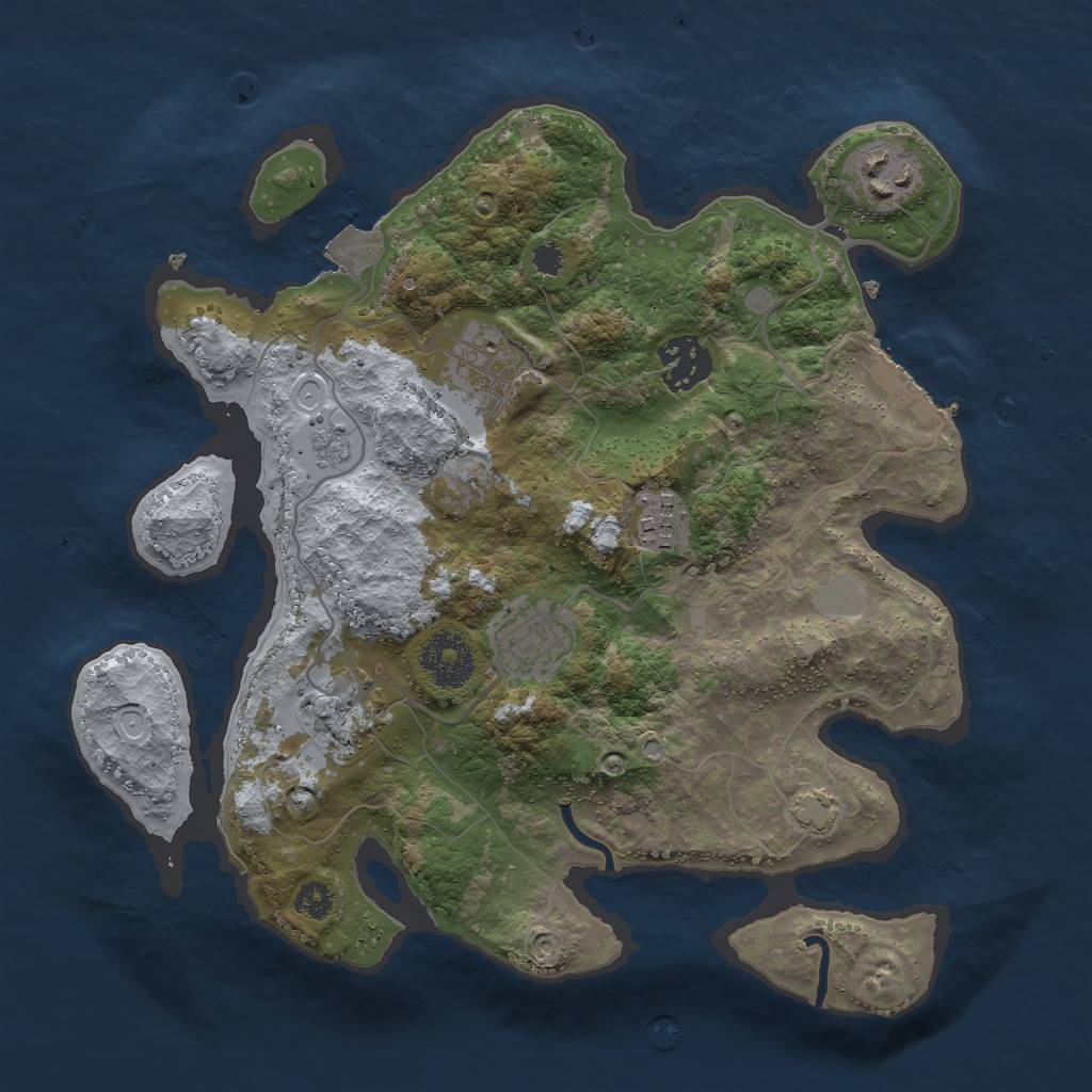 Rust Map: Procedural Map, Size: 3000, Seed: 29731182, 12 Monuments