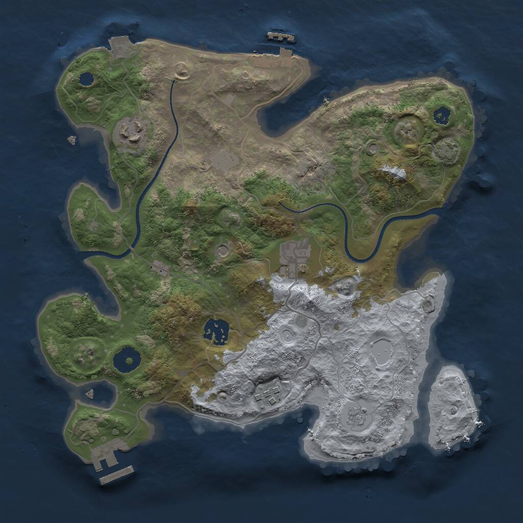 Rust Map: Procedural Map, Size: 3000, Seed: 1452737013, 10 Monuments