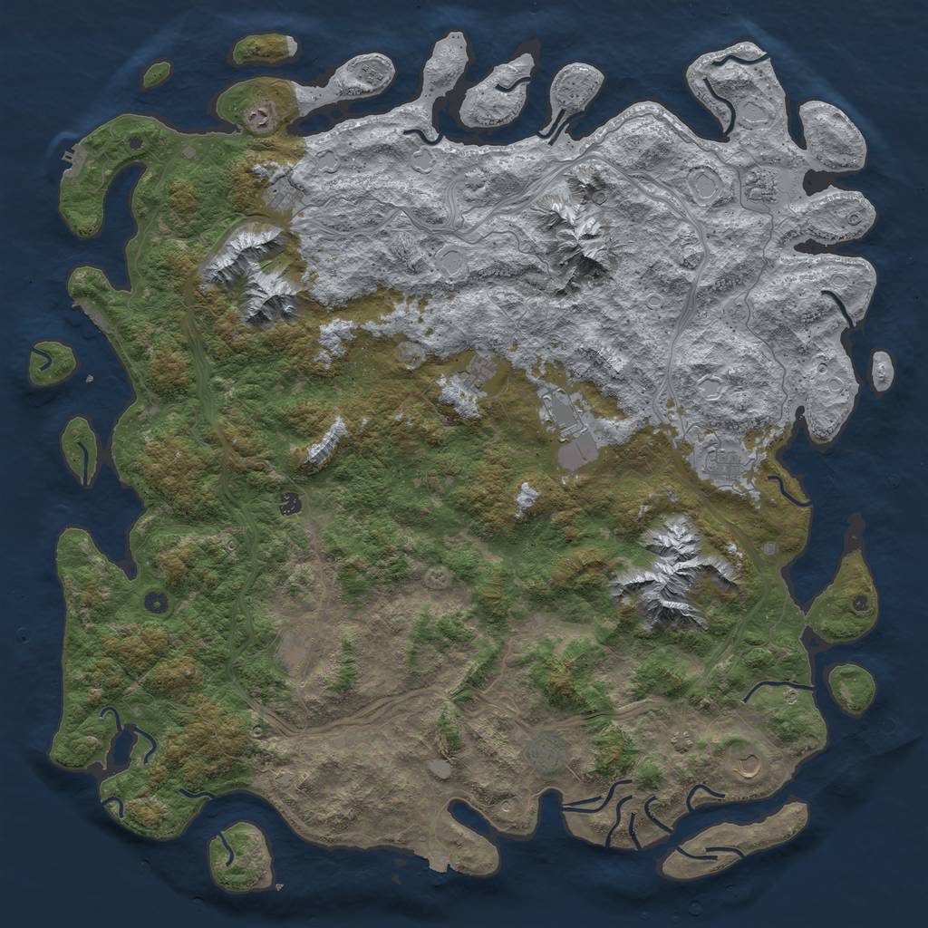 Rust Map: Procedural Map, Size: 6000, Seed: 348734778, 19 Monuments