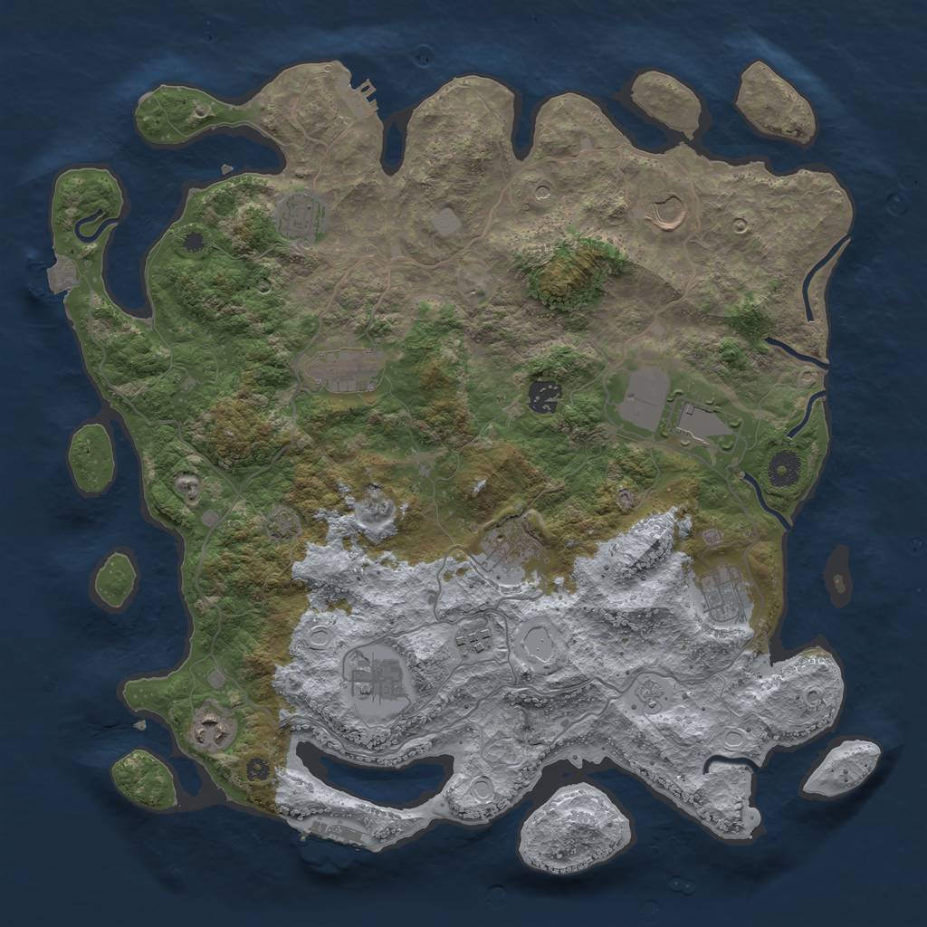 Rust Map: Procedural Map, Size: 4000, Seed: 1997093027, 18 Monuments