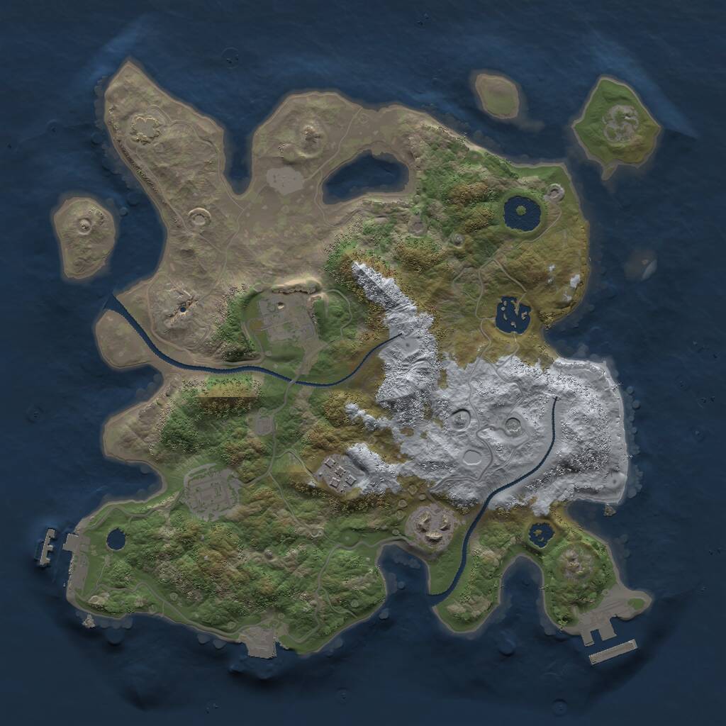 Rust Map: Procedural Map, Size: 3000, Seed: 3567657, 10 Monuments