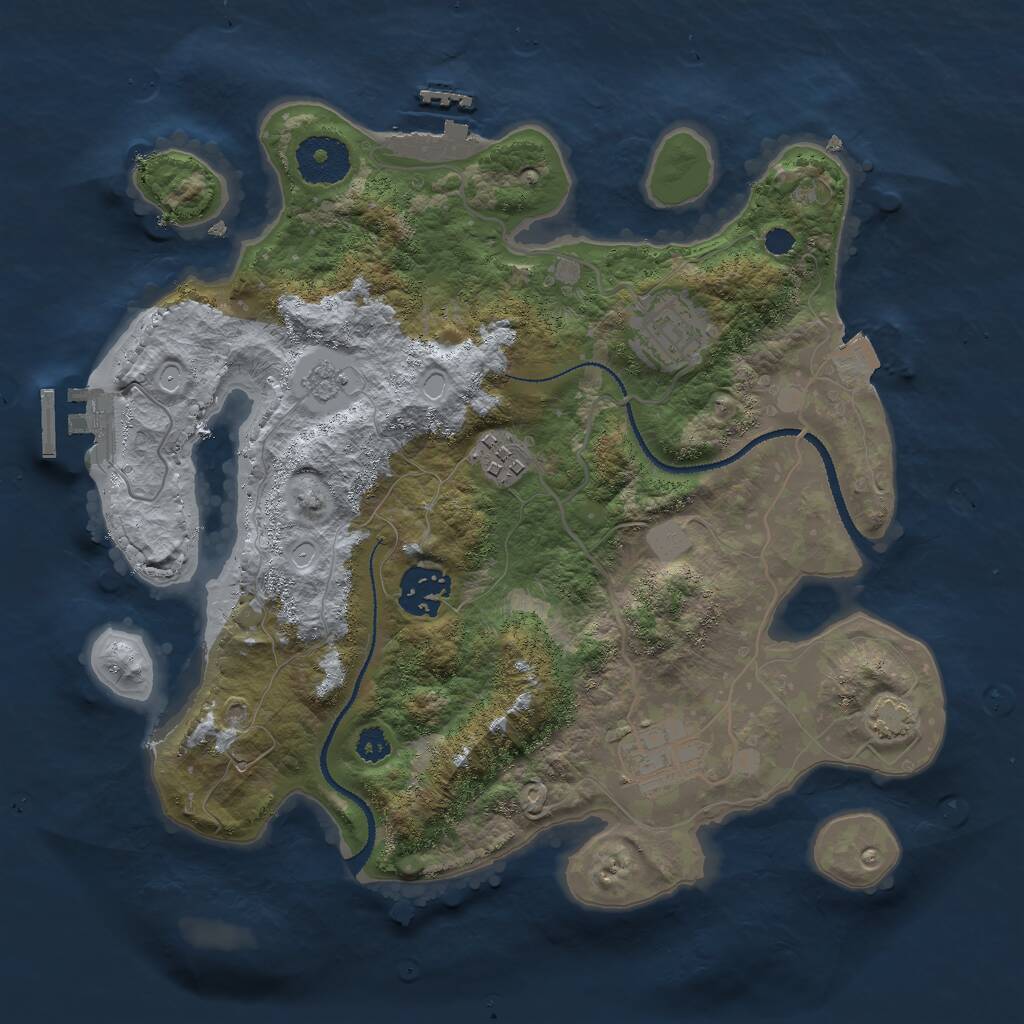 Rust Map: Procedural Map, Size: 3000, Seed: 984914615, 9 Monuments