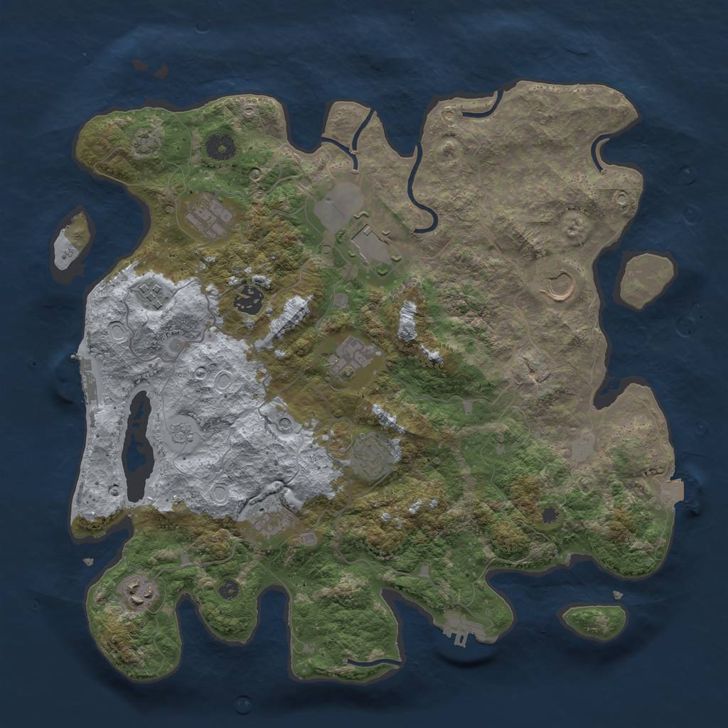 Rust Map: Procedural Map, Size: 3800, Seed: 665899, 17 Monuments