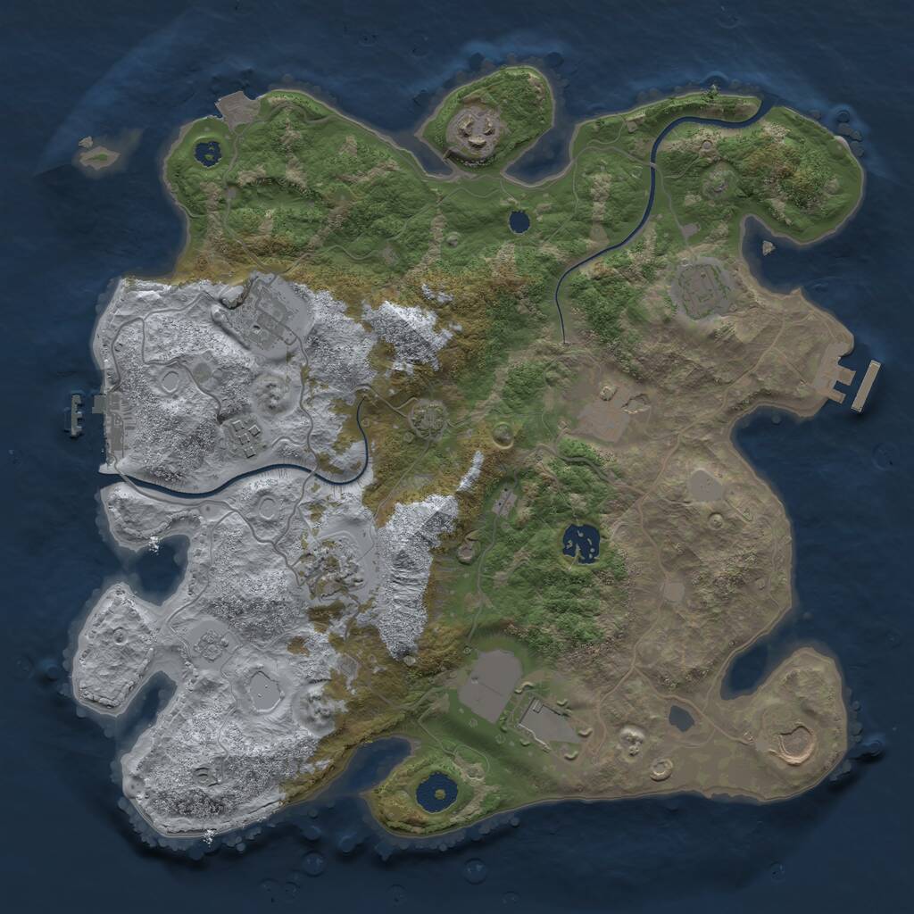 Rust Map: Procedural Map, Size: 3500, Seed: 1480122749, 14 Monuments