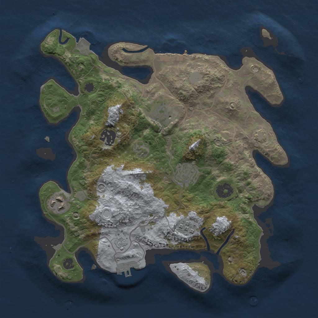Rust Map: Procedural Map, Size: 3000, Seed: 1155044711, 13 Monuments