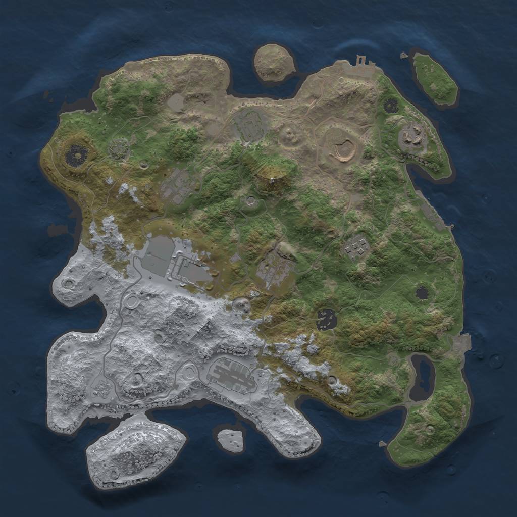 Rust Map: Procedural Map, Size: 3500, Seed: 430631541, 17 Monuments