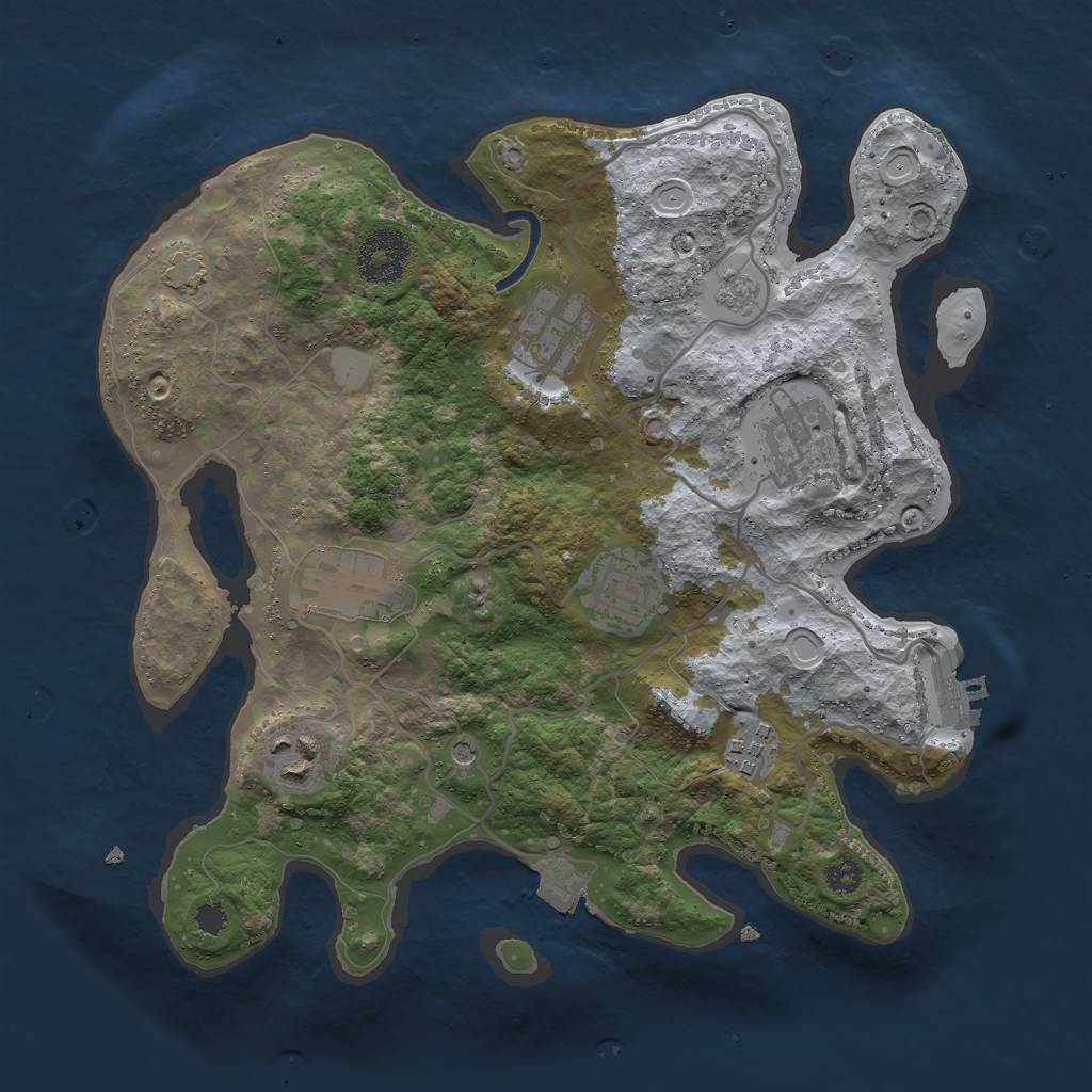 Rust Map: Procedural Map, Size: 3000, Seed: 52411, 13 Monuments