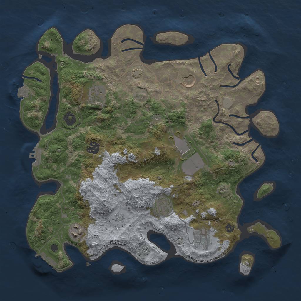 Rust Map: Procedural Map, Size: 3500, Seed: 64825212, 16 Monuments