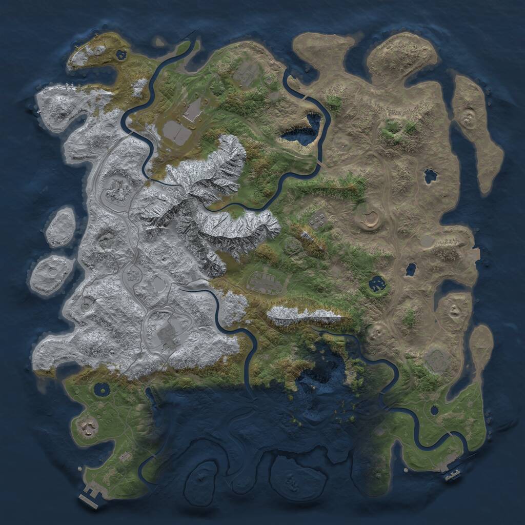 Rust Map: Procedural Map, Size: 5000, Seed: 2577724, 16 Monuments