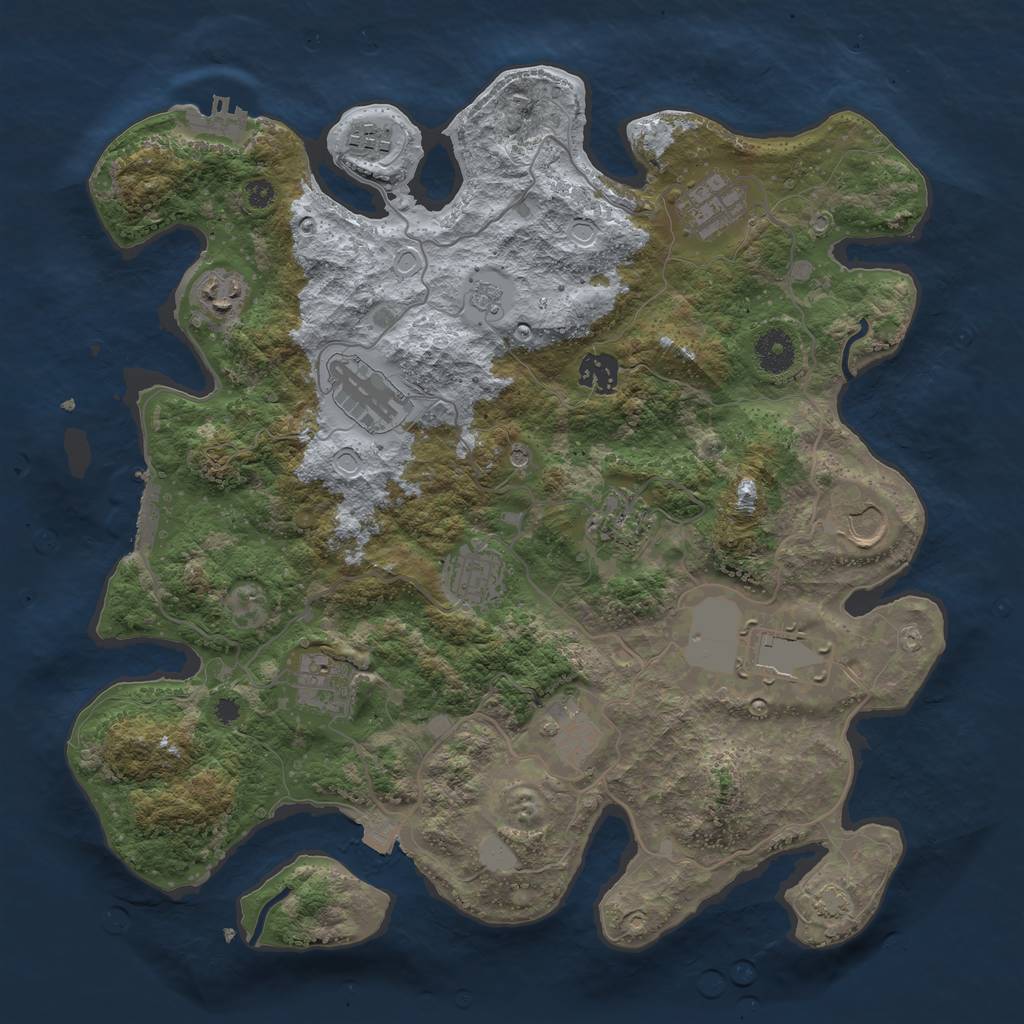 Rust Map: Procedural Map, Size: 3700, Seed: 239406810, 19 Monuments