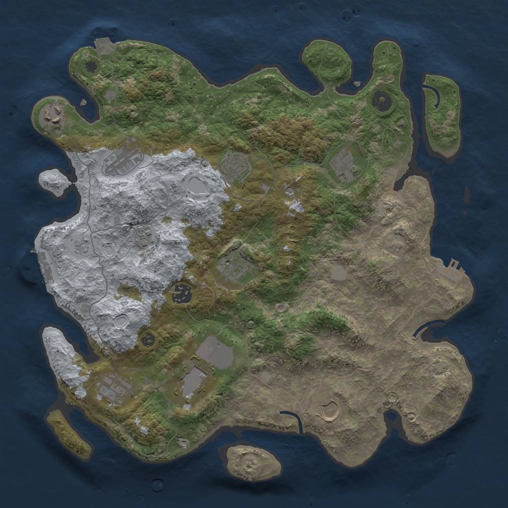 Rust Map: Procedural Map, Size: 3750, Seed: 100816564, 18 Monuments