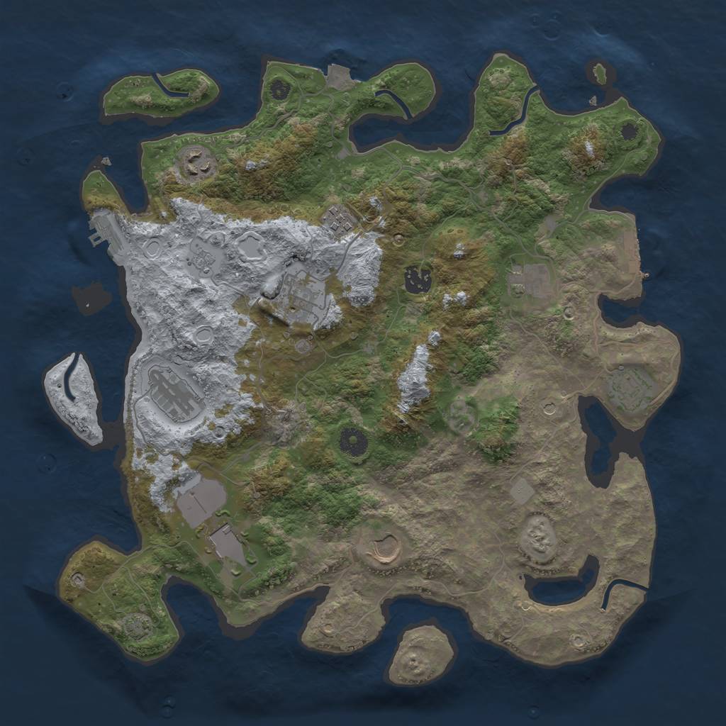 Rust Map: Procedural Map, Size: 3800, Seed: 23050, 17 Monuments