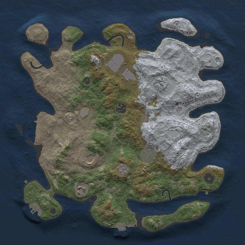 Rust Map: Procedural Map, Size: 3600, Seed: 1291631455, 15 Monuments