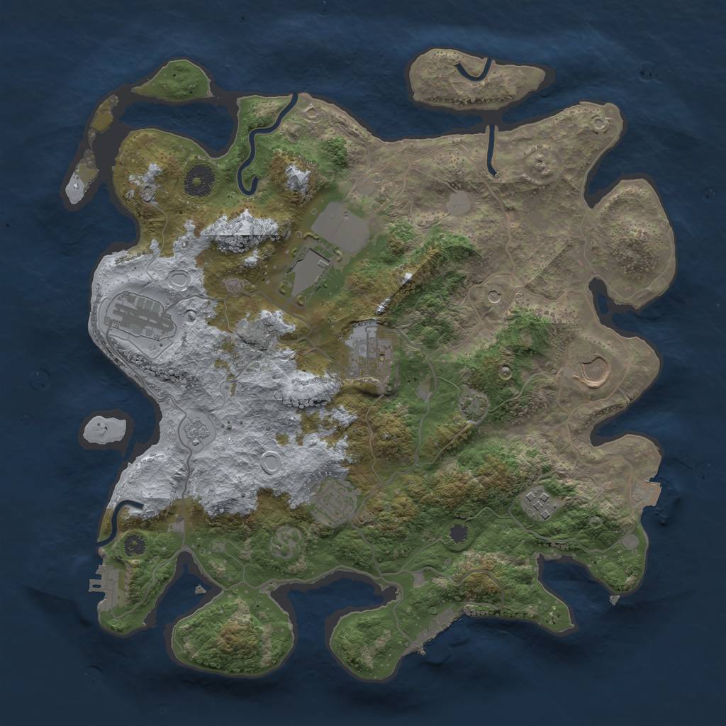 Rust Map: Procedural Map, Size: 3500, Seed: 518498127, 14 Monuments