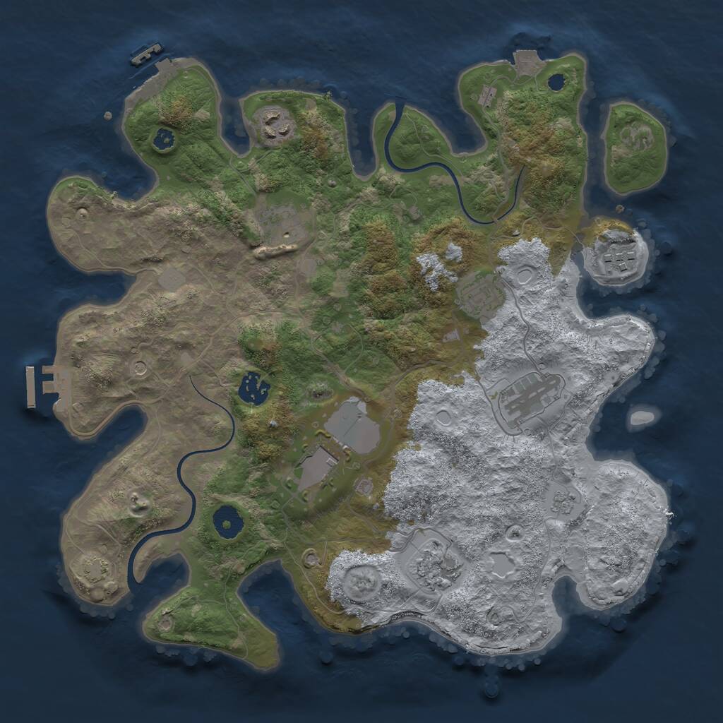 Rust Map: Procedural Map, Size: 3500, Seed: 483410877, 14 Monuments