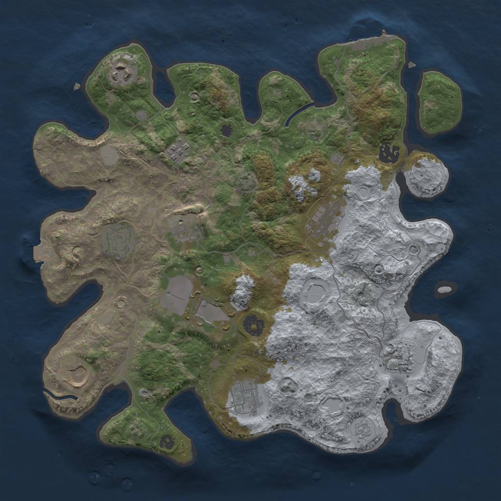 Rust Map: Procedural Map, Size: 3500, Seed: 483410877, 17 Monuments