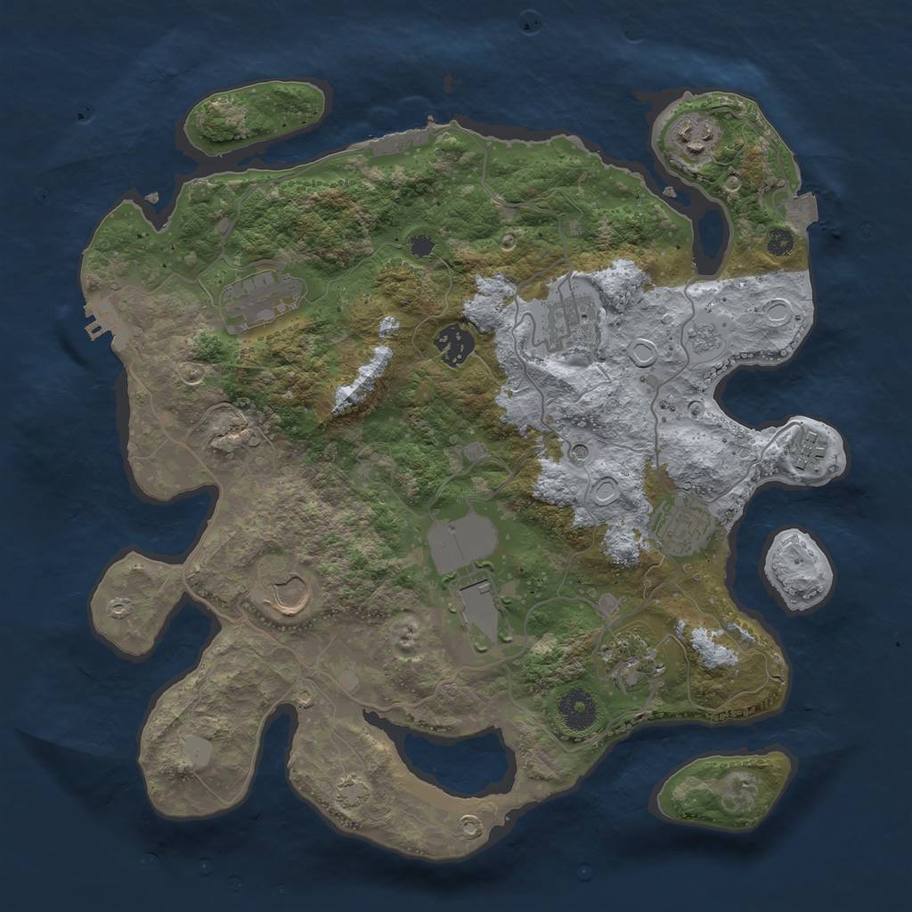 Rust Map: Procedural Map, Size: 3500, Seed: 755840473, 17 Monuments