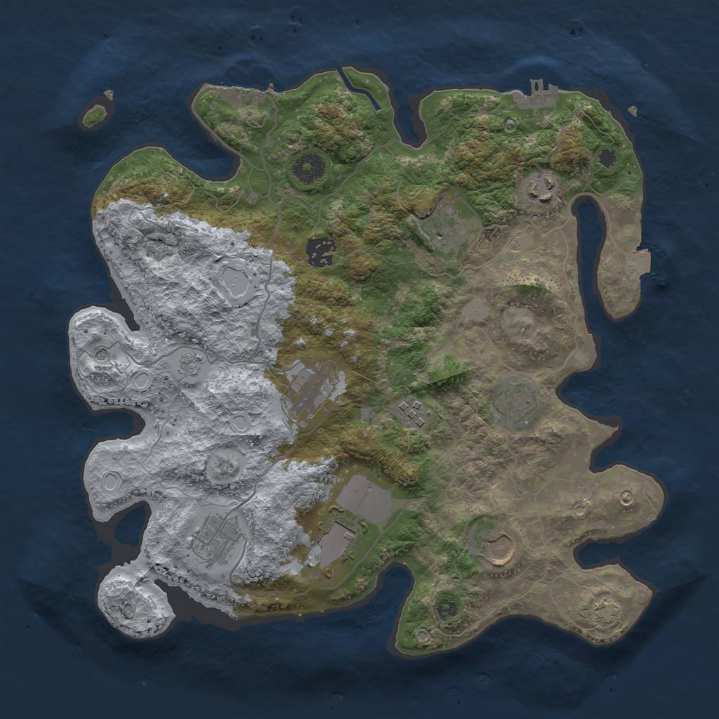 Rust Map: Procedural Map, Size: 3500, Seed: 1189533641, 17 Monuments