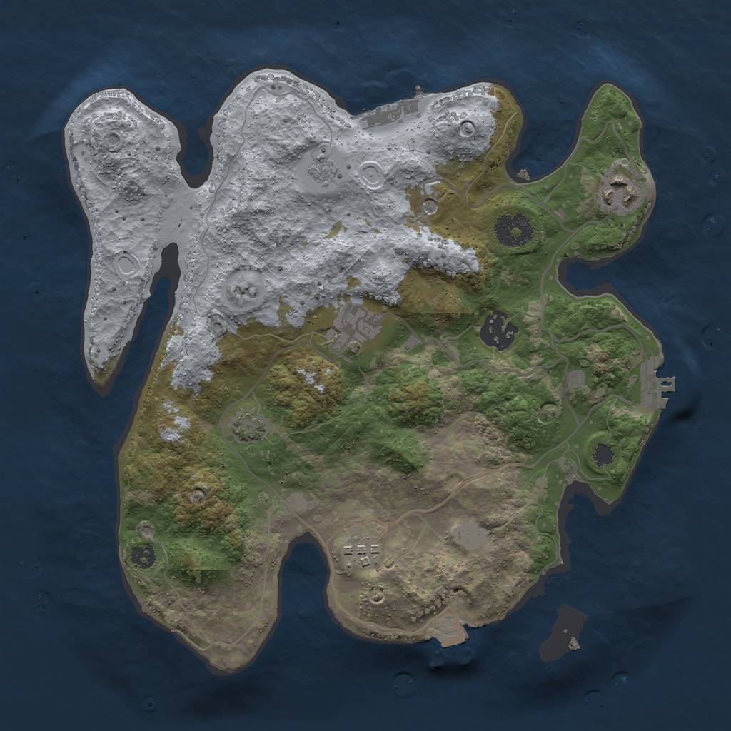 Rust Map: Procedural Map, Size: 3000, Seed: 2831, 12 Monuments