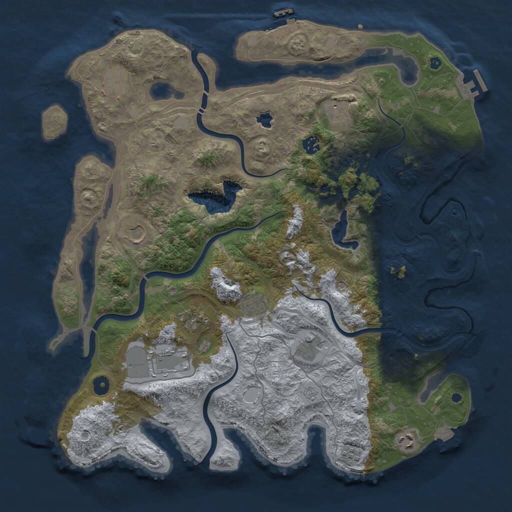 Rust Map: Procedural Map, Size: 4300, Seed: 72709366, 16 Monuments