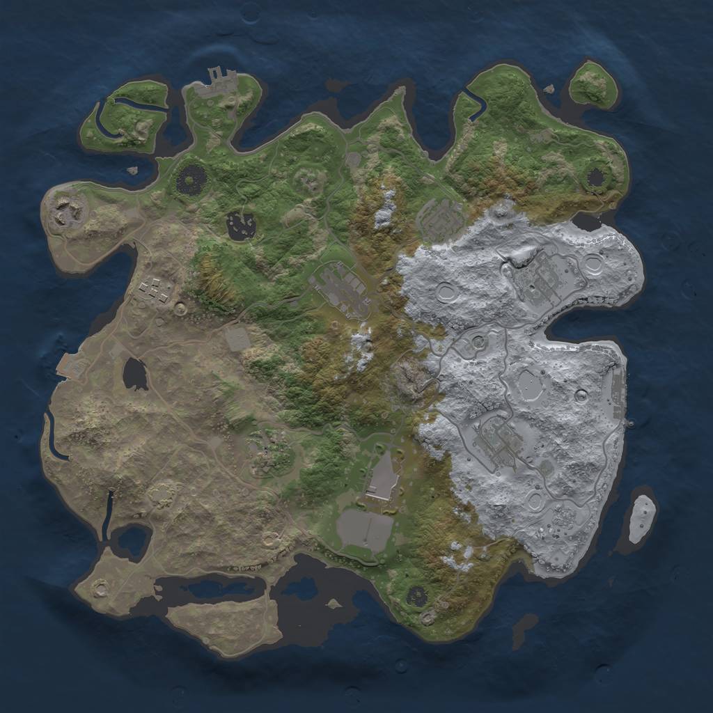 Rust Map: Procedural Map, Size: 3500, Seed: 806068299, 17 Monuments